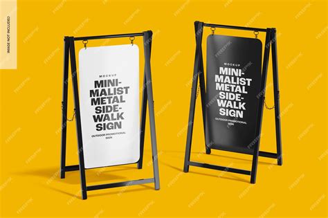 Premium Psd Minimalist Metal Sidewalk Signs Mockup Perspective