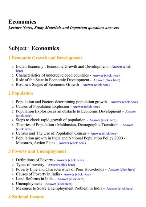 Economics Lecture Notes Study Materials And Important Questions