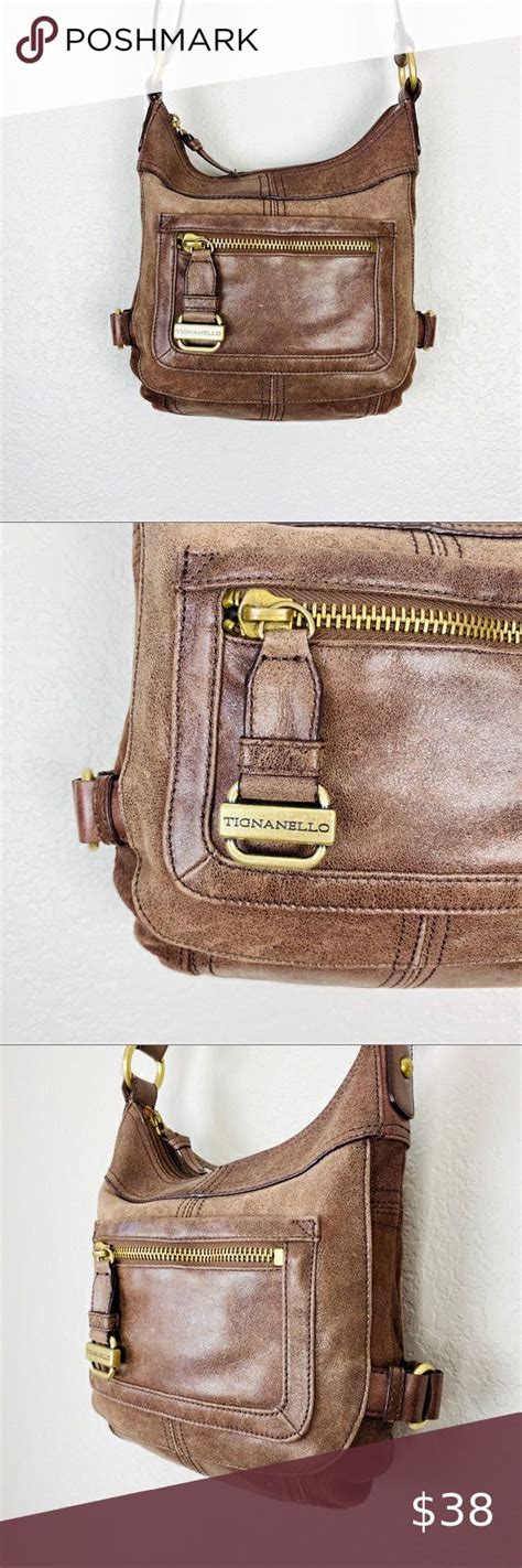 Tignanello Brown Leather Brass Crossbody Bag Crossbody Bag Leather