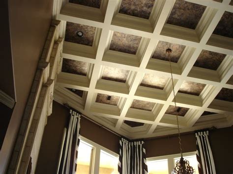 Building the diy 'hidden access' coffered ceiling frame. metallic paint trey ceilings | Multi color faux finish in ...