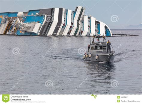Costa Concordia Cruise Ship After Shipwreck Editorial Photography