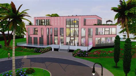 Pink Modern Mansion Sims Sims 4 Sims 4 Build