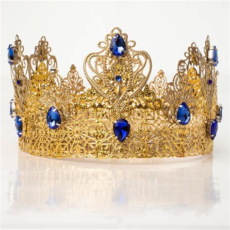 Gold Sapphire Mens Crown Wedding Mens Crown King Crown Etsy