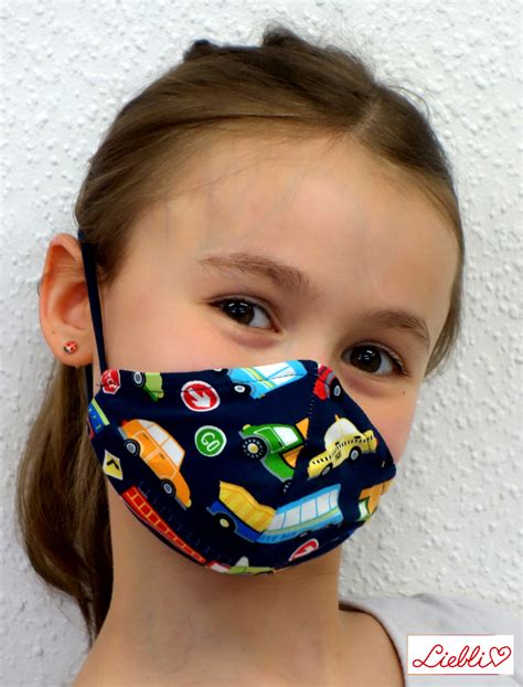 Kindermaske Kinder Mundschutz Mund Nasen Maske Autos Dunkelblau