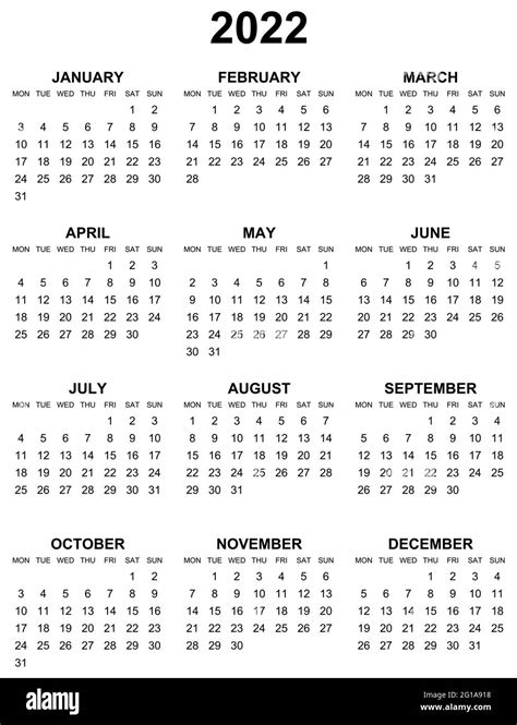 Calendario 2022 Imágenes De Stock En Blanco Y Negro Alamy