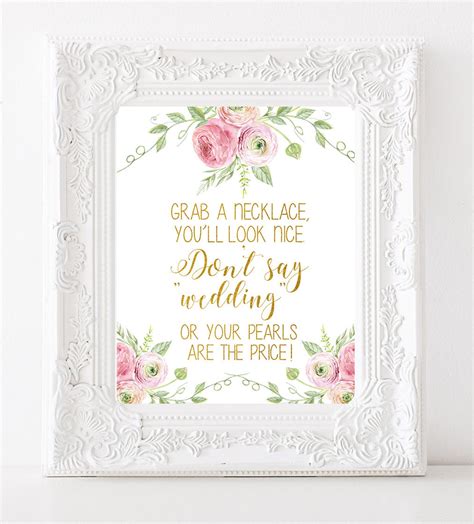Don T Say Wedding Game Sign Grab A Necklace Game Don T Etsy