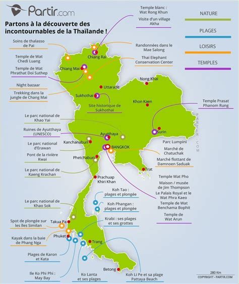 Carte des incontournables THAILANDE Thailande carte Thaïlande