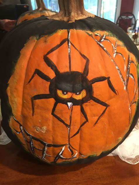 Spider Painted On Pumpkin Painted Pumpkins Pumpkin Decorating