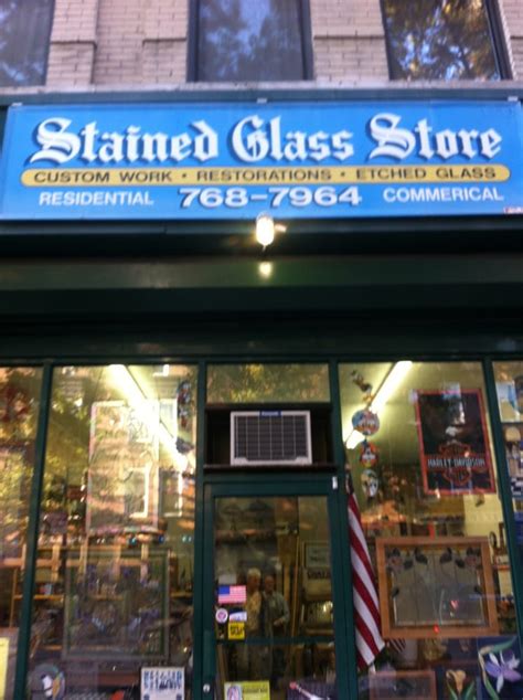 Oddly shaped bits of color arranged to form a picture. Stained Glass Store - Glass & Mirrors - 300 5th Avenue ...