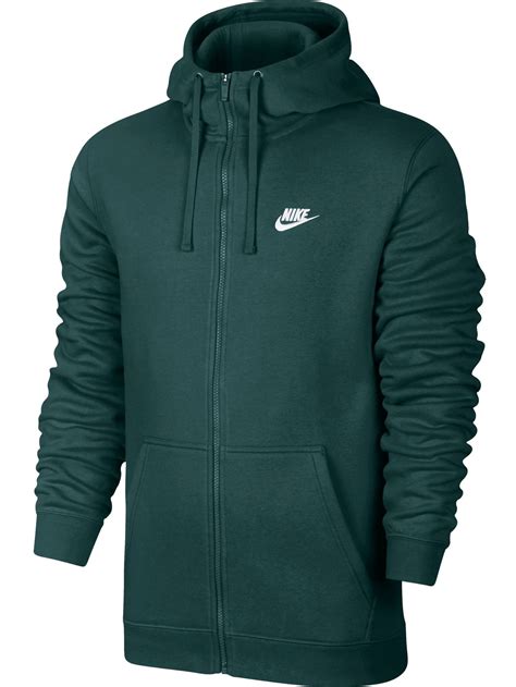 Nike Nike Club Fleece Mens Sportswear Full Zip Hoodie Greenwhite