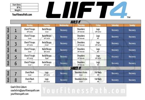 Download The LIIFT Workout Calendar Your Fitness Path