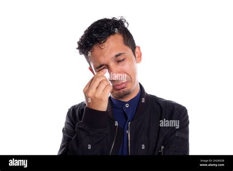Young Adult Young Man Crying Isolated On White Background Man Crying