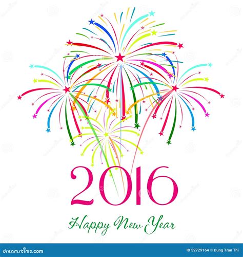 Happy New Year 2016 With Fireworks Holiday Background Stock Vector