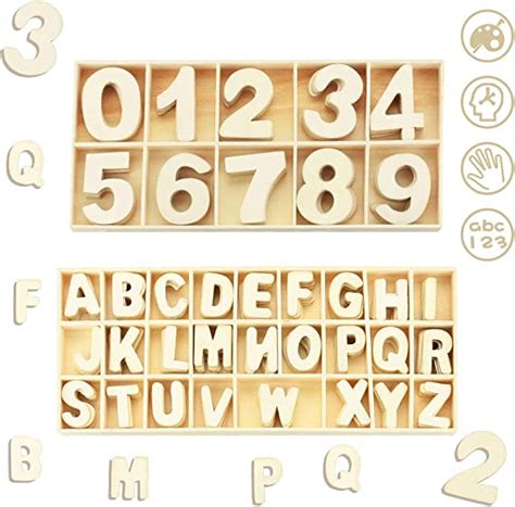 مجموعة حروف وأرقام خشبية 216 من فافينجو بأحرف كبيرة ملساء وأرقام خشبية