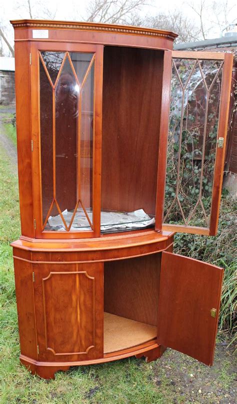 Pocreation corner bathroom storage cabinet, wooden free standing storage with doors and shelves,tall floor tower organizer rack for home living room bedroom 47.24 x 8.85 x 8.66 inch $60.79 $ 60. Antiques Atlas - Yew Wood Bow Double Corner Cabinet