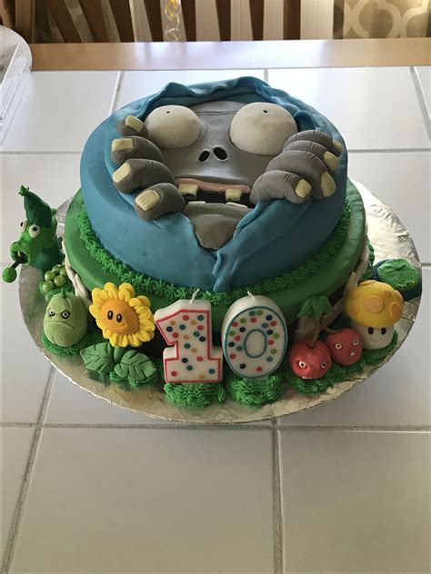 Plants Vs Zombies Birthday Cake I Made For My Sons 10th Birthday Cake