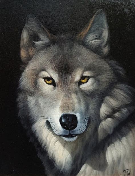 Wolf Portrait 40x50cm Oil Painting Ready To Hang 2020 Oil