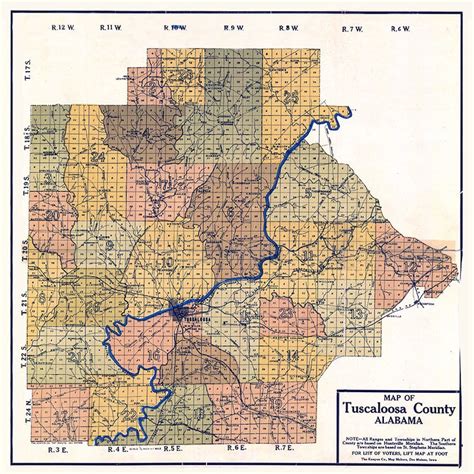 1920 Map Of Tuscaloosa County Alabama Etsy