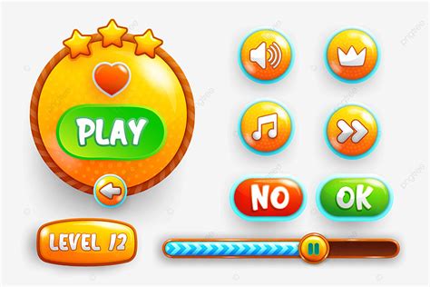 Design For Complete Set Of Level Button Game Pop Up Icon Window And