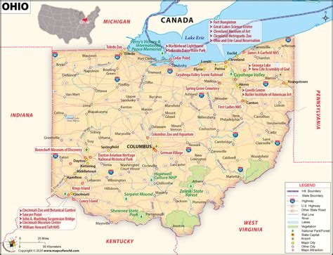 Places To Visit In Ohio Map Of Ohio Attractions