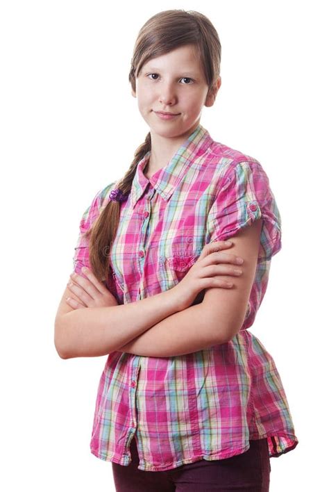 Arms Crossed Teenage Girl Isolated Stock Image Image Of Person
