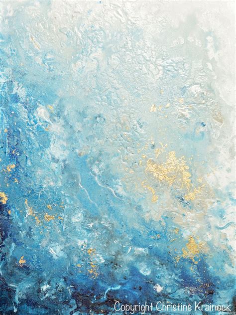 Giclee Print Art Abstract Painting Ocean Blue White Seascape Coastal L