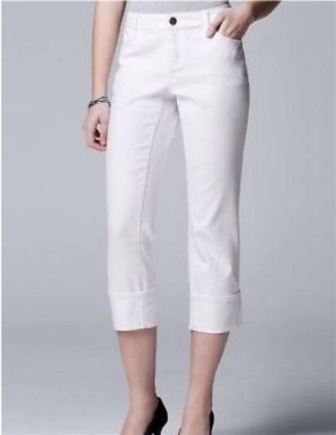 New Womens Simply Vera Vera Wang Color Cuffed Capris Capri Jeans White Size 4