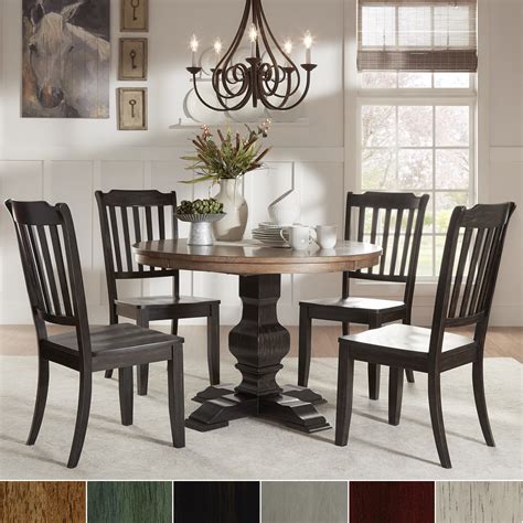 Inspire Q Eleanor Black Round Solid Wood Top 5 Piece Dining Set Slat Back By Classic Walmart