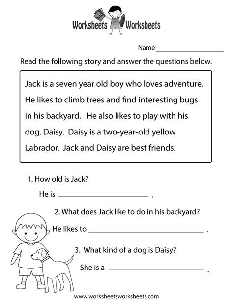 Kindergarten Reading Comprehension Worksheets Superstar Worksheets