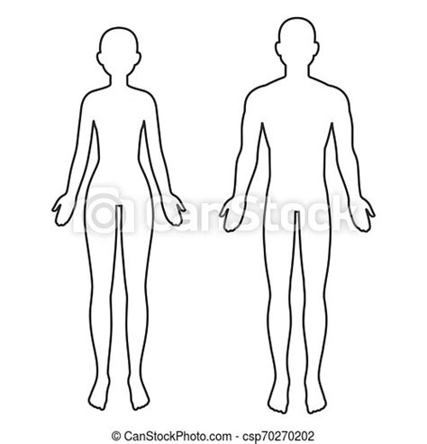 Male Body Silhouette Outline Isolated Vector Clip Art Illustration