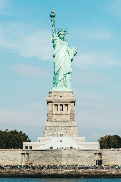 Premium Photo Front View Of Statue Of Liberty In New York