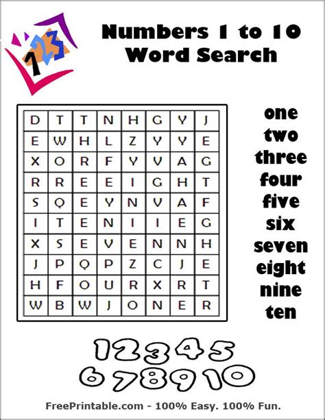 Printable Numbers Free Printable Word Searches Word Search Printables