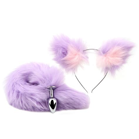 Smooth Touch Soft Fox Tail Metal Butt Plug Erotic Cosplay Cute With Cat Ears Headbands Anal Plug