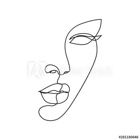 Wall murals and wallpaper murals of abstract beauty woman face icon. Woman face line drawing art. Abstract minimal female face ...