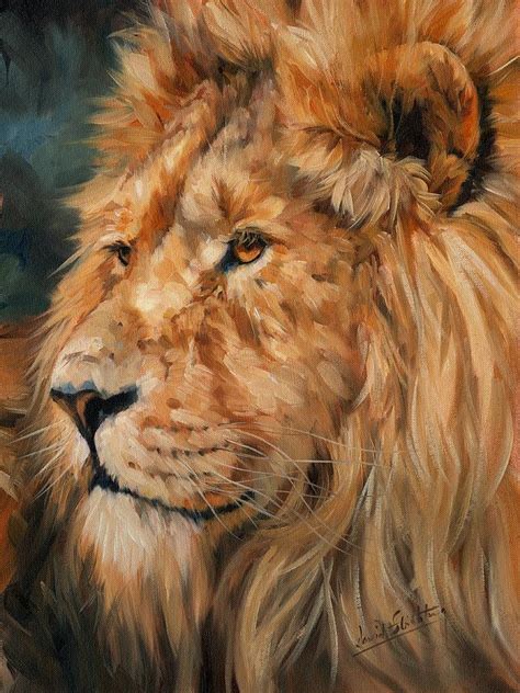 Male Lion Painting By David Stribbling Pixels