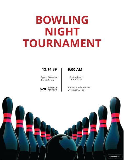 Bowling Flyer Template Free  Illustrator Word Apple Pages Psd