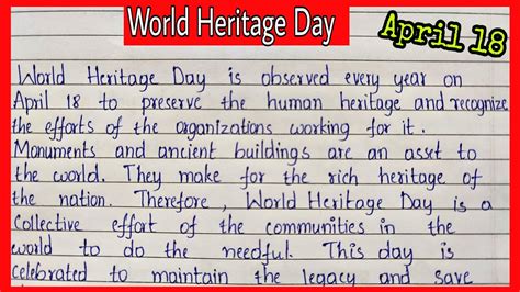 Essay On World Heritage Day In English Essential Essay Writing