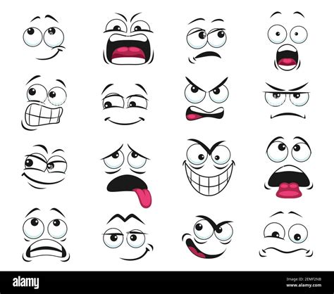 Cartoon Face Expression Isolated Vector Icons Funny Emoji Exhausted