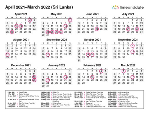 Printable Calendar 2021 For Sri Lanka Pdf