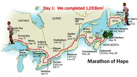 Terry Fox Marathon Of Hope Map