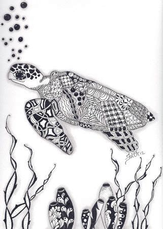 Sea Turtle Zentangle Drawings Zentangle Zentangle Art