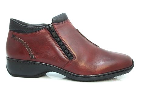 Rieker Lightweight Comfort Low Heel Ankle Boots Red 4