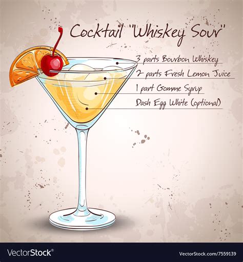 Cocktail Whiskey Sour Royalty Free Vector Image