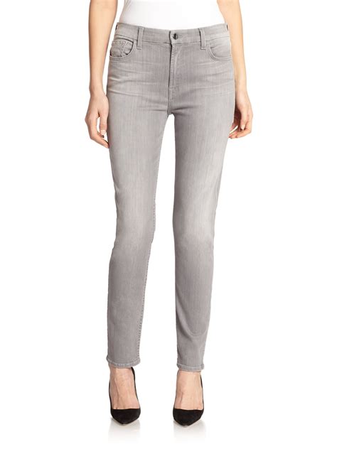 Lyst Jen7 Skinny Faded Grey Jeans In Gray