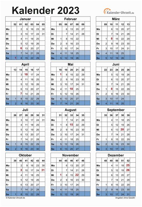 Einfacher Jahreskalender Einfach Jahr Kalender Woche