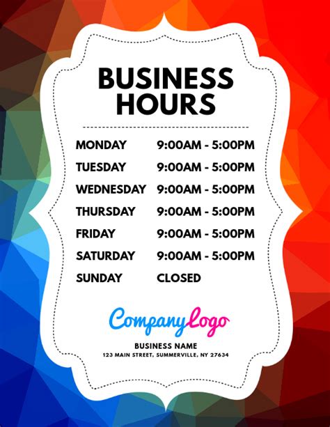 business hours flyer template postermywall