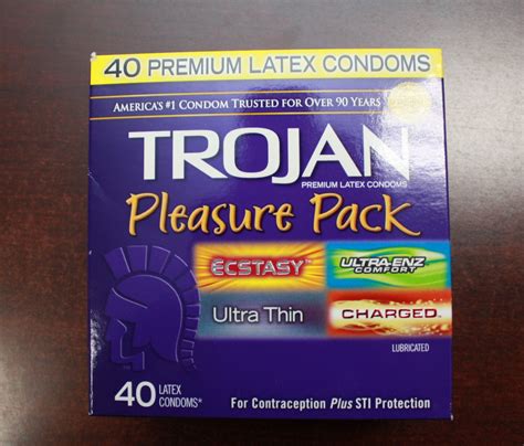 40 Trojan Pleasure Pack Lubricated Latex Condoms Premium Assorted
