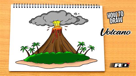How To Draw Volcano Step By Step Youtube