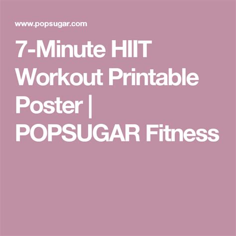 Minute Hiit Workout Printable Poster Popsugar Fitness Workout Posters Printable Workouts