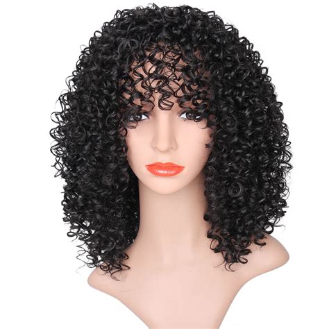 medium bang curly synthetic wig on storenvy